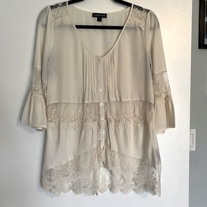 Rampage cream lace blouse Size L